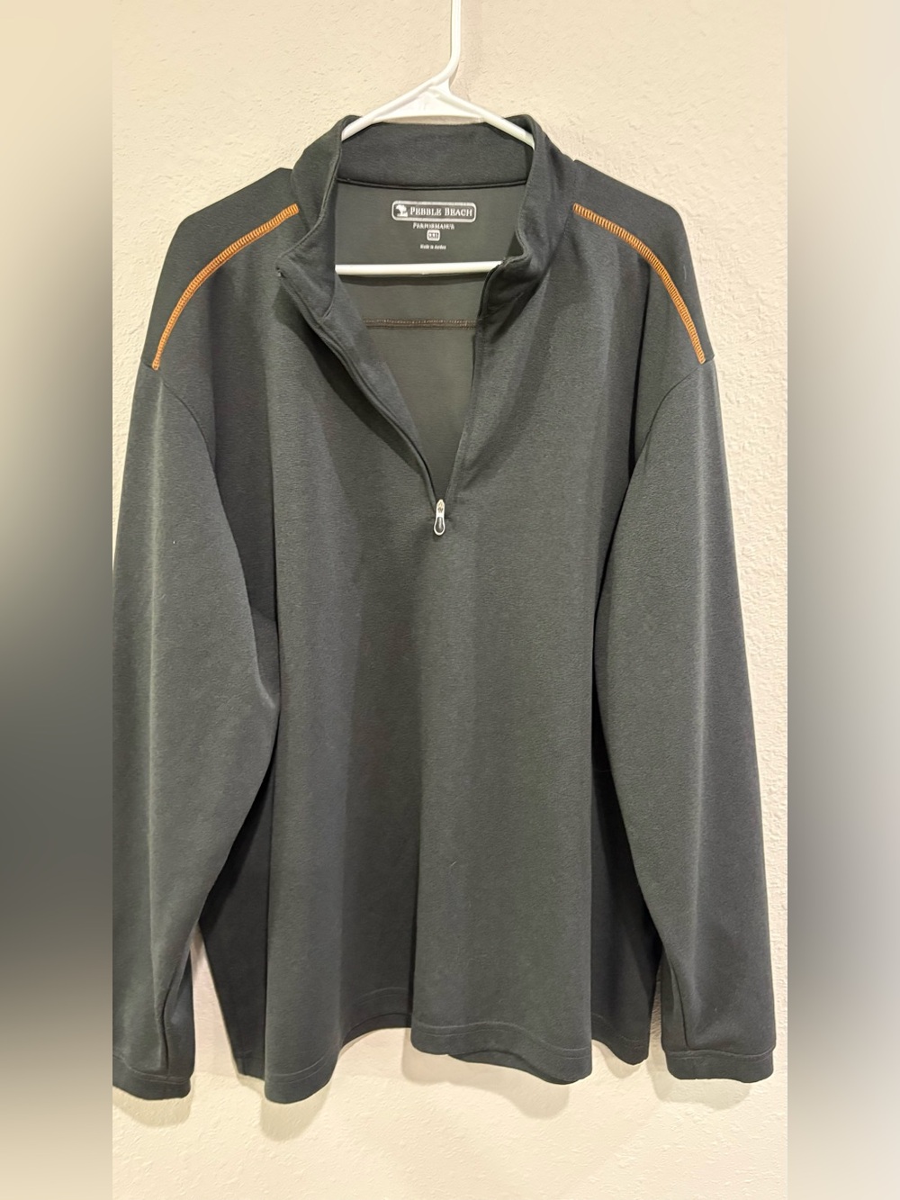 Quarter-Zip Pullover with Orange Stitching pebble Beach XXL